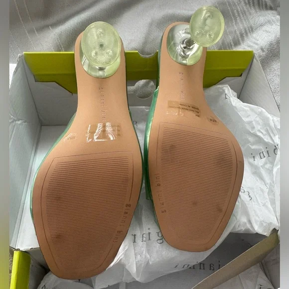 Gianni Bini Lime Green Transparent Heels - Picture 4 of 7